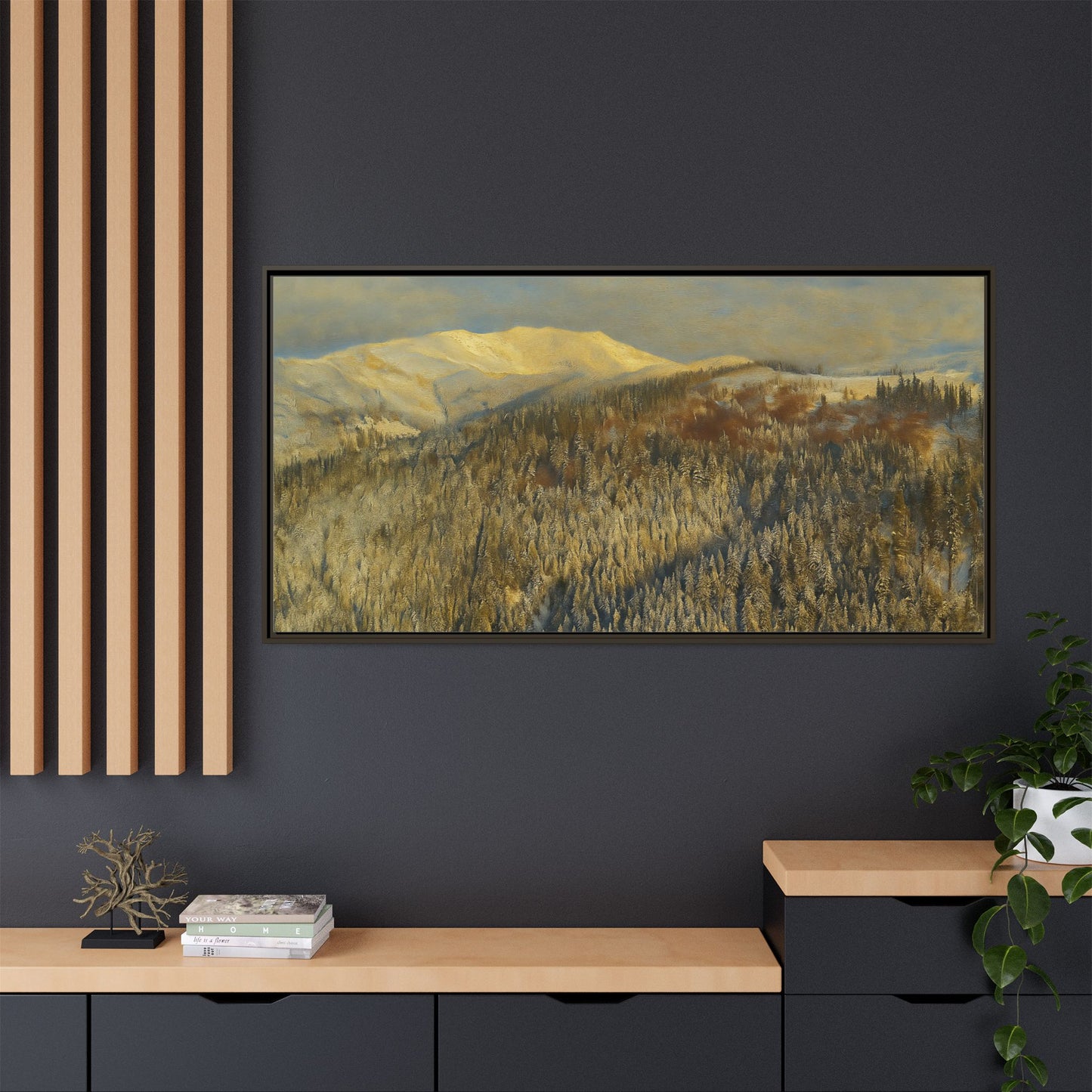 Framed Mountain Canvas Art, Perfect for Home Decor, Nature Wall Art, Gift for Nature Lovers, Cozy Atmosphere