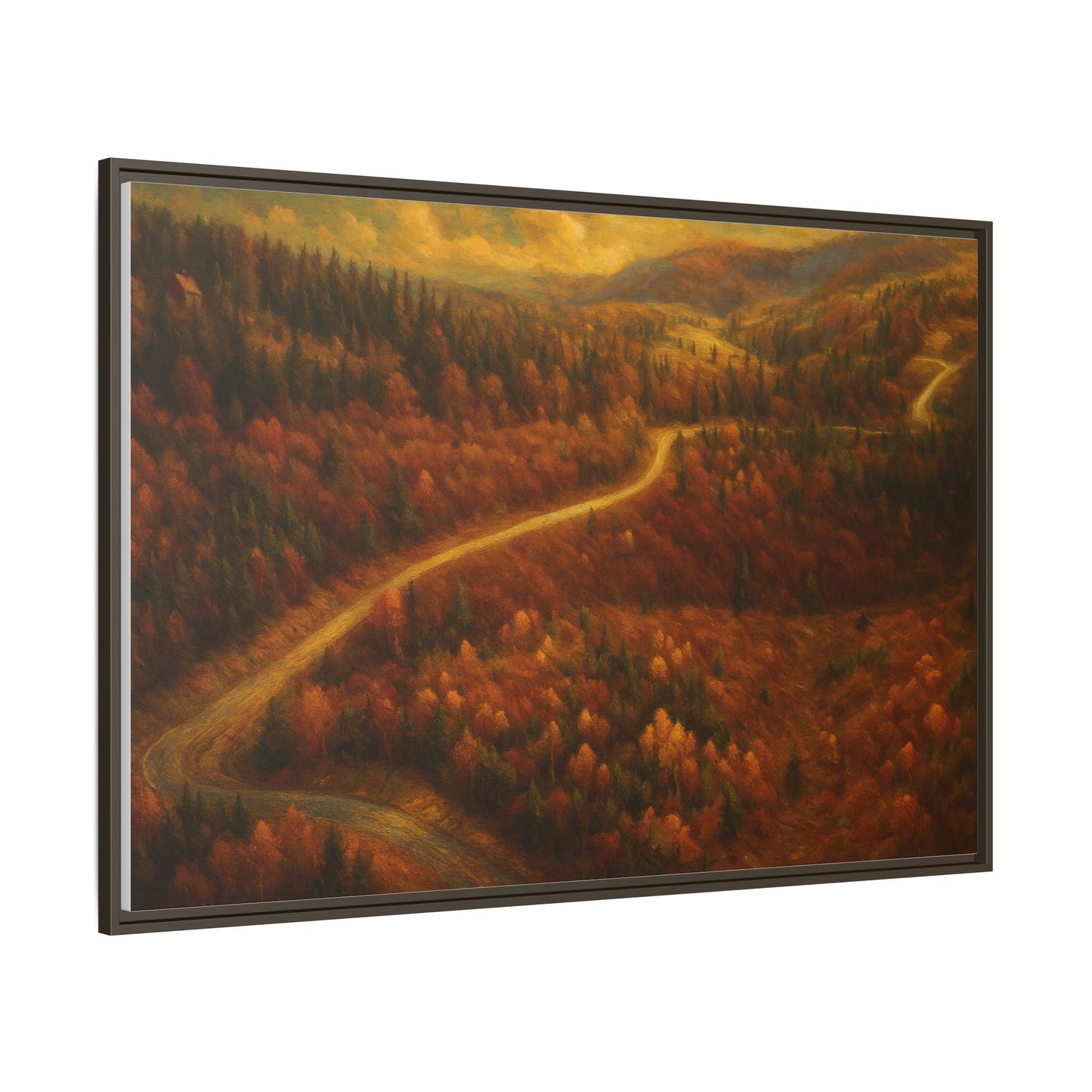 Autumn Landscape Framed Canvas Art, Cozy Home Decor, Warm Fall Vibes, Gift for Nature Lovers, Perfect for Thanksgiving