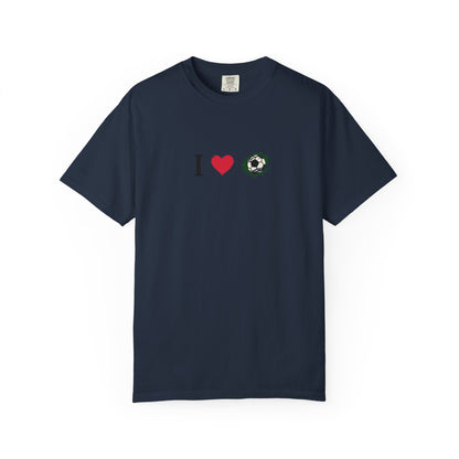 I Love Football (Soccer) Unisex Garment-Dyed T-shirt, Casual Tee, Everyday Wear, Gift for Him/Her, Stylish Apparel