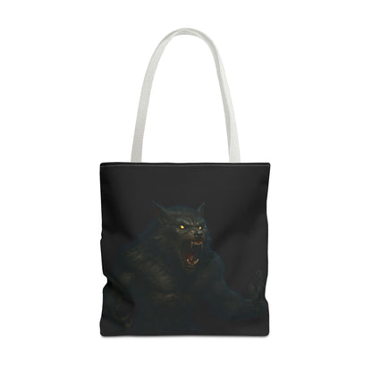Fierce Werewolf Tote Bag, Halloween Accessories, Dark Art Tote, Animal Lover Gift, Geeky Shopping Bag