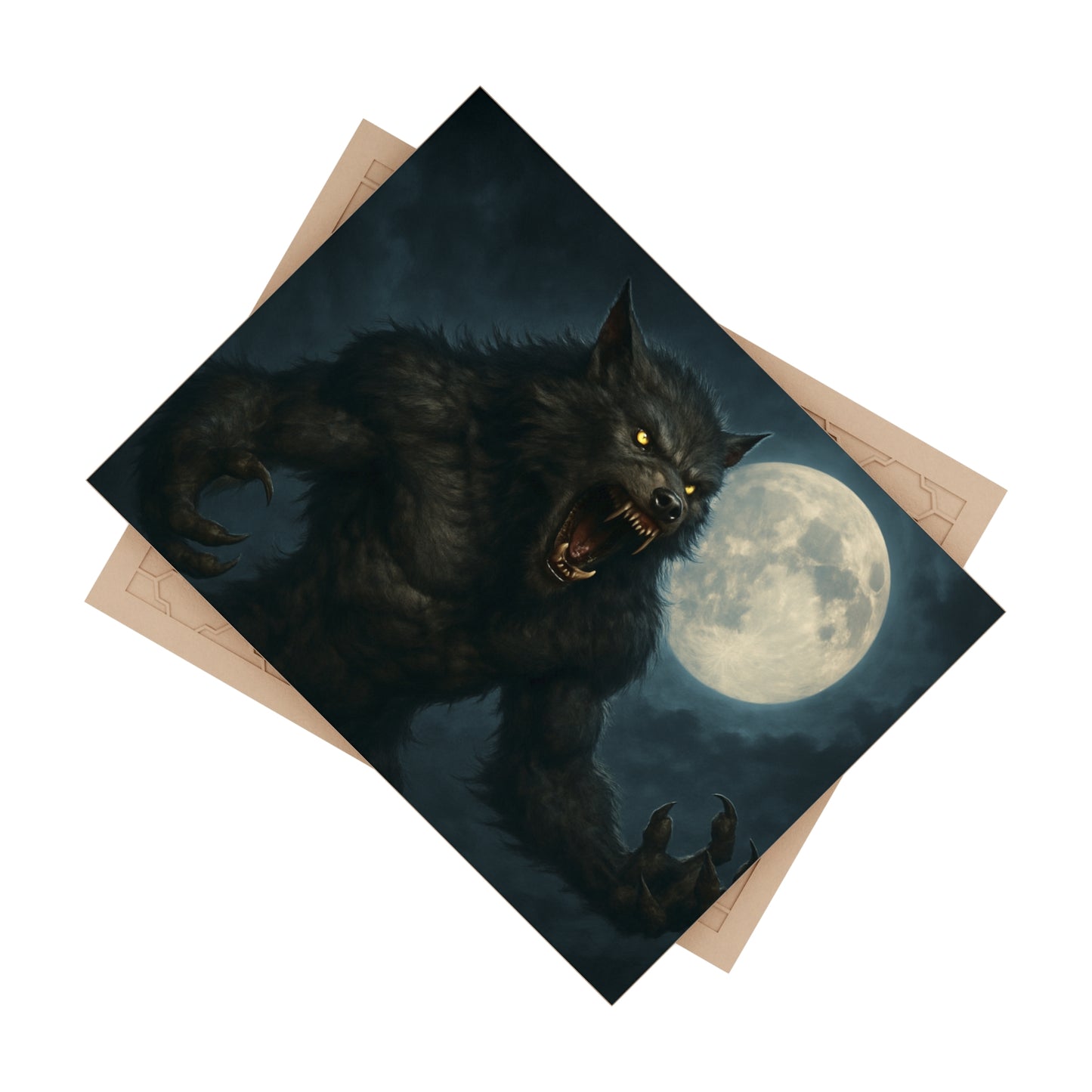 Werewolf Ceramics Decor, Unique Wolf Moon Tile, Gothic Home Accents, Halloween Gift, Dark Art Decoration, Spooky Wall Art