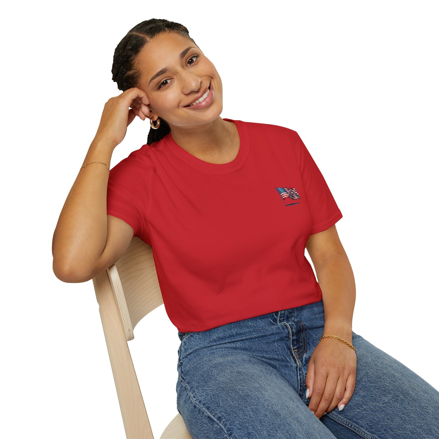 Patriotic Unisex Softstyle T-Shirt, American Flag Tee, USA Pride Shirt, Perfect for Independence Day, Casual Wear