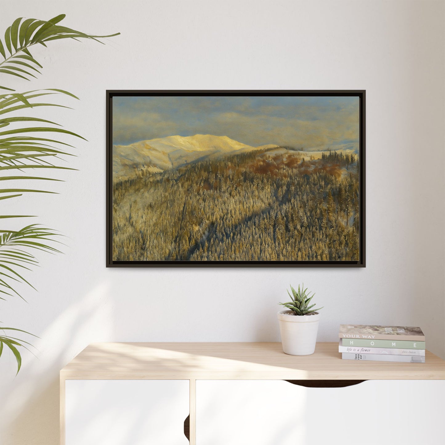 Framed Mountain Canvas Art, Perfect for Home Decor, Nature Wall Art, Gift for Nature Lovers, Cozy Atmosphere