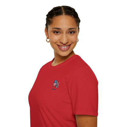 Patriotic Unisex Softstyle T-Shirt, American Flag Tee, USA Pride Shirt, Perfect for Independence Day, Casual Wear