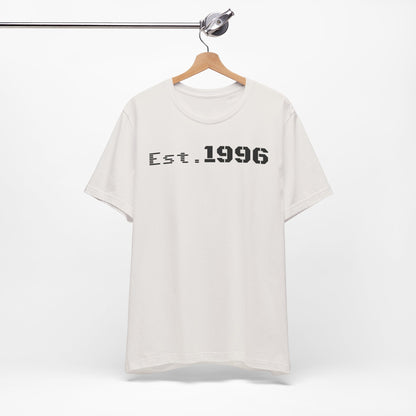 Unisex Jersey Tee - 'Est. 1996' Graphic Shirt, Birthday Gift, Casual Wear, Vintage Style, Retro Fashion, Gift for Him/Her