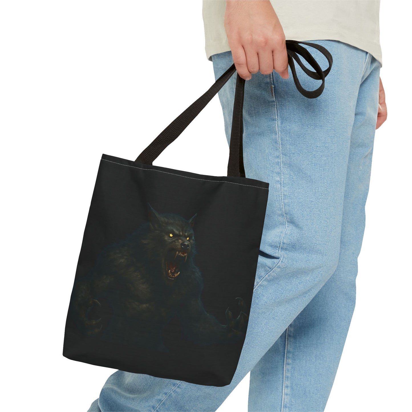 Fierce Werewolf Tote Bag, Halloween Accessories, Dark Art Tote, Animal Lover Gift, Geeky Shopping Bag