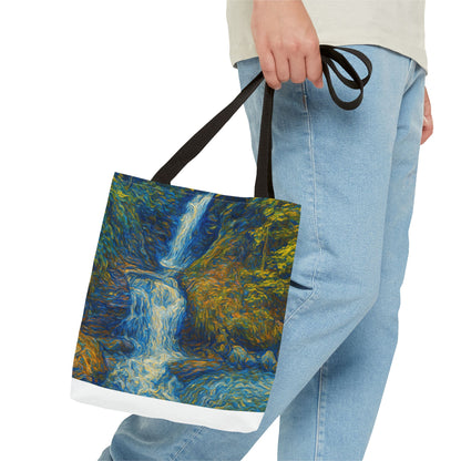 Nature-Inspired Tote Bag, Artistic Eco-Friendly Shopper, Waterfall Design, Reusable Market Bag, Gift for Nature Lovers