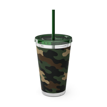 Stylish Camo Tumbler, 16oz Cup with Straw, Perfect for Outdoor Adventures, Gifts for Him, Travel Mug, Eco-friendly Drinkware, Camping