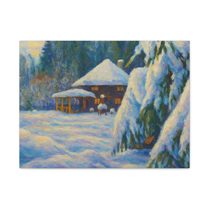 Winter Landscape Canvas Wall Art, Cozy Home Decor, Christmas Gift, Seasonal Artwork, Impressionist Style
