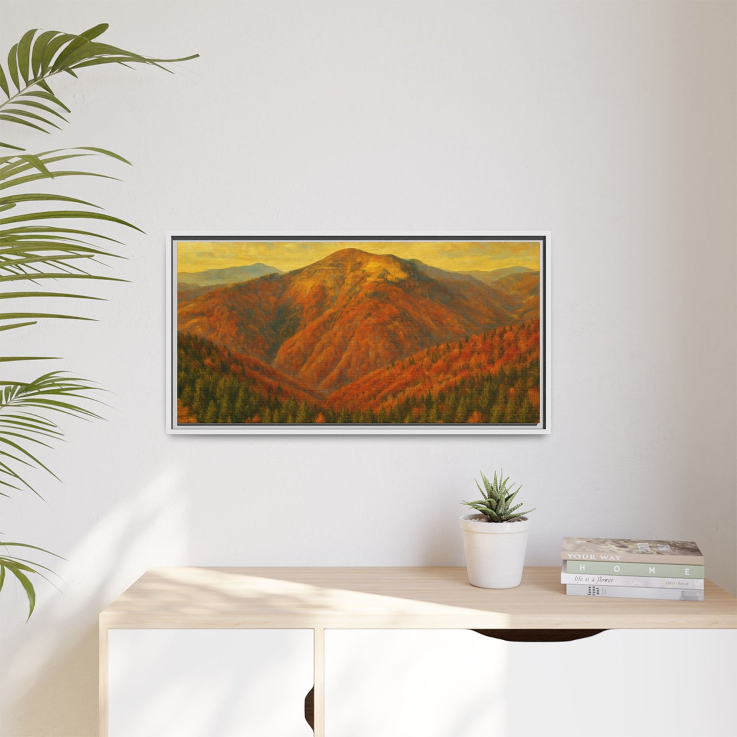 Autumn Landscape Wall Art, Cozy Home Decor, Nature Print, Framed Canvas, Fall Decorations, Gift Idea for Art Lovers