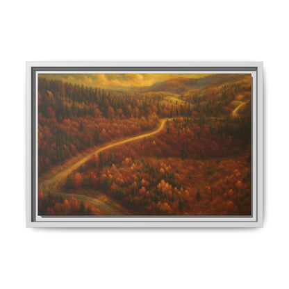 Autumn Landscape Framed Canvas Art, Cozy Home Decor, Warm Fall Vibes, Gift for Nature Lovers, Perfect for Thanksgiving