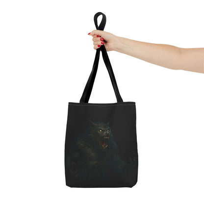 Fierce Werewolf Tote Bag, Halloween Accessories, Dark Art Tote, Animal Lover Gift, Geeky Shopping Bag
