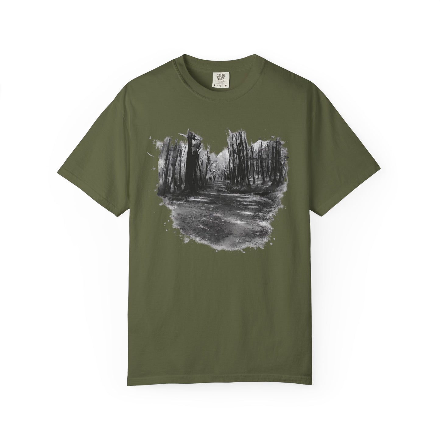 Artistic Forest Scene T-shirt | Nature Lover Gift, Outdoor Adventure Tee, Eco-Friendly Fashion, Vintage Inspired Clothing, Unisex Gift