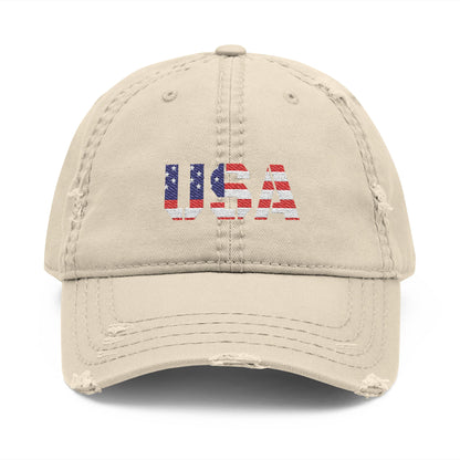Embroidered Distressed Dad Hat, Vintage Style USA Casual Cap, Unisex Gift for Dad, USA Pride Hat for Holidays