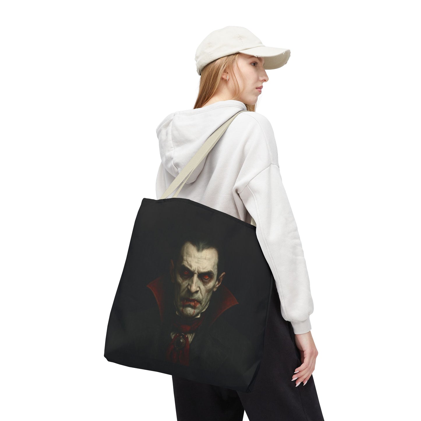 Vampire Haunted Tote Bag, Spooky Shopping Bag, Halloween Accessory, Gothic Style Handbag, Perfect for Halloween Parties, Unisex Tote