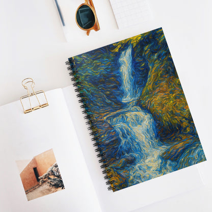 Artistic Spiral Notebook - Waterfall Design, Nature Lover's Journal, Gift for Artists, Study Notebook, Eco-Friendly Stationery
