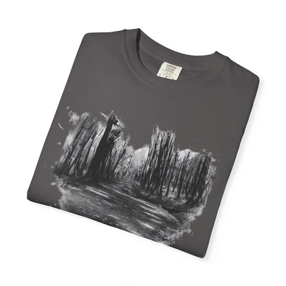 Artistic Forest Scene T-shirt | Nature Lover Gift, Outdoor Adventure Tee, Eco-Friendly Fashion, Vintage Inspired Clothing, Unisex Gift