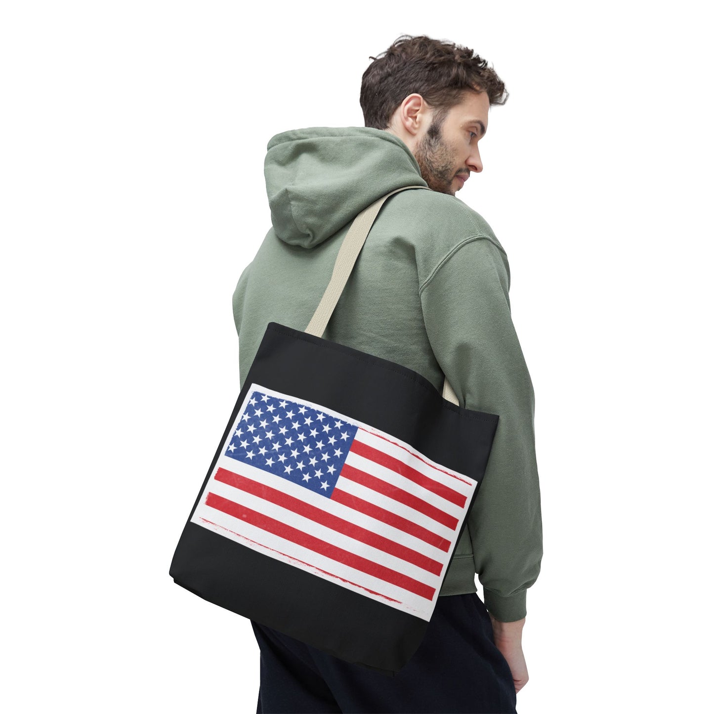 Patriotic Tote Bag, American Flag Carryall, Beach Bag, Reusable Shopping Tote, Independence Day Gift