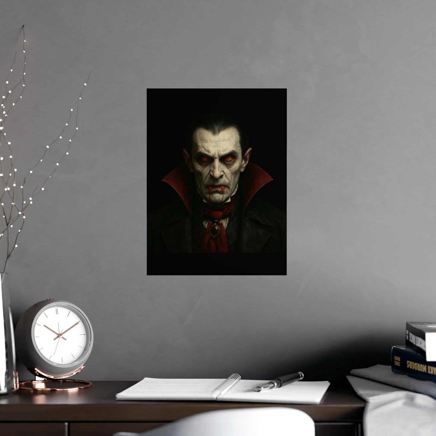Gothic Vampire Art Poster, Spooky Wall Decor, Horror Room Accent, Perfect for Halloween, Gothic Decor, Home Office Artwork