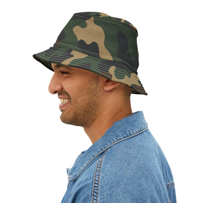 Camouflage Bucket Hat - Trendy AOP Headwear, Summer Fashion Accessory, Outdoor Adventure Cap, Unique Gift for Him/Her, Stylish Festival Hat
