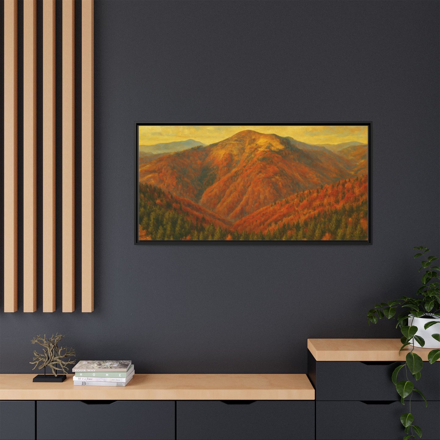 Autumn Landscape Wall Art, Cozy Home Decor, Nature Print, Framed Canvas, Fall Decorations, Gift Idea for Art Lovers