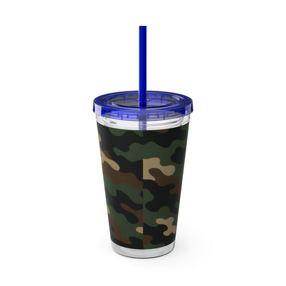 Stylish Camo Tumbler, 16oz Cup with Straw, Perfect for Outdoor Adventures, Gifts for Him, Travel Mug, Eco-friendly Drinkware, Camping