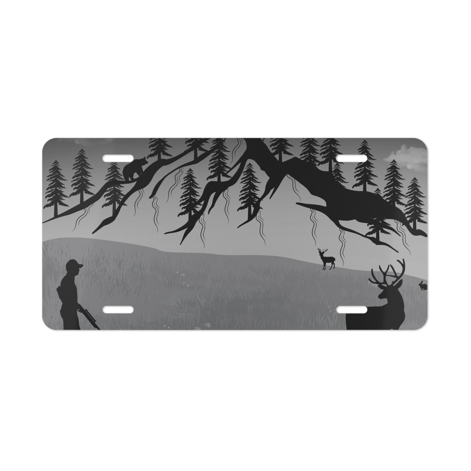 Men's Custom Vanity Plate with Nature Scene, Personalized Car Decor, Outdoor Enthusiast Gift, Rustic Hunting License Plate, Unique [...] - product image
