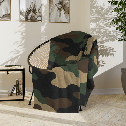 Cozy Camo Velveteen Microfiber Blanket - Soft, Warm, Perfect for Camping, Outdoors, Military Theme, Home Decor, Gift Idea