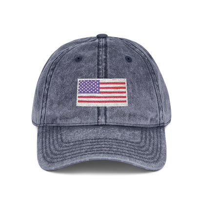 Embroidered Vintage Cap with USA Flag Design