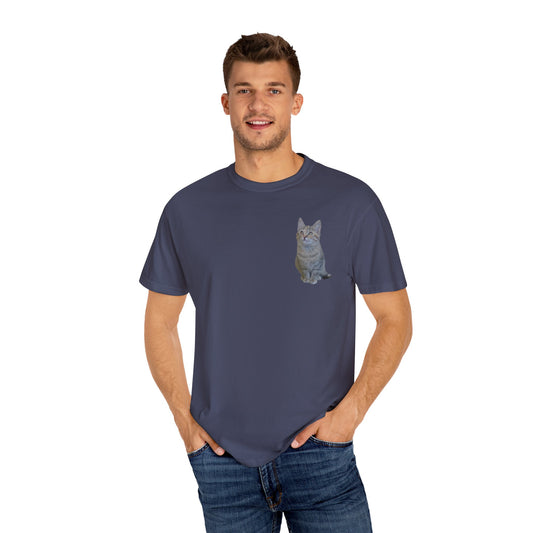 Whimsical Cat Pocket T-Shirt for Cat Lovers - product image