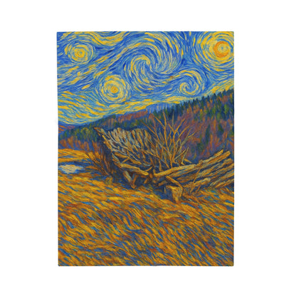 Starry Night Velveteen Plush Blanket, Cozy Throw Blanket for Home Decor, Gift for Art Lovers, Perfect for Christmas or Home Warmth