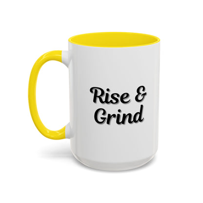Rise & Grind Coffee Mug – Motivational Black Accent Mug for Daily Inspiration
