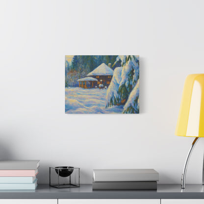 Winter Landscape Canvas Wall Art, Cozy Home Decor, Christmas Gift, Seasonal Artwork, Impressionist Style