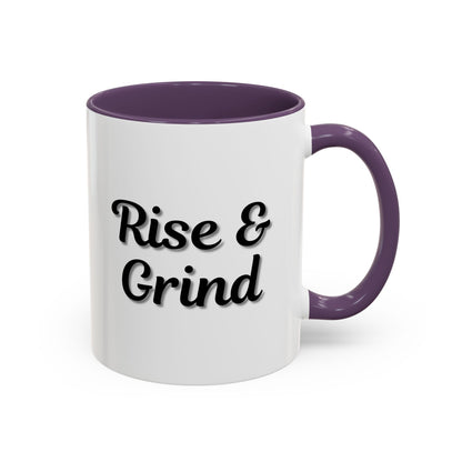 Rise & Grind Coffee Mug – Motivational Black Accent Mug for Daily Inspiration