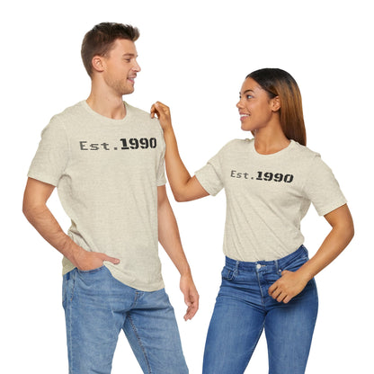 Unisex Est. 1990 Nostalgic Jersey Tee - Perfect Gift, Vintage Style, Retro Fashion, Birthday Celebration, Casual Wear