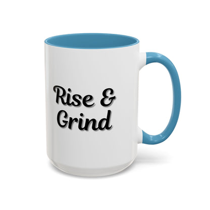 Rise & Grind Coffee Mug – Motivational Black Accent Mug for Daily Inspiration