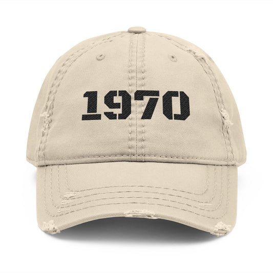 Vintage Distressed Dad Hat with 1970 Embroidery | Casual Summer Accessory, Birthday Gift, Unisex Fashion Cap, Relaxed Style - product image