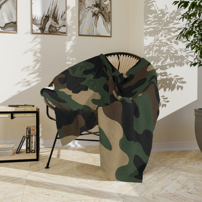 Cozy Camo Velveteen Microfiber Blanket - Soft, Warm, Perfect for Camping, Outdoors, Military Theme, Home Decor, Gift Idea