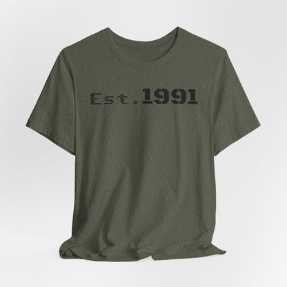 Established 1991 Unisex Jersey Tee | Vintage Anniversary Gift | Casual Wear, Birthday Shirt, Retro Style, Statement Tee, Gift for Him/Her