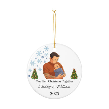 Daddy and Baby Personalized Ceramic Ornaments, Our First Christmas Together | 2025 Keepsake Gift, Holiday Decor, Tree Decoration, Family