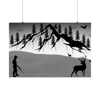 Nature-Inspired Satin Poster for Outdoor Lovers, Cabin Decor, Wall Art, Gift for Hunters, Rustic Home Decoration