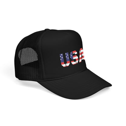 USA Flag Embroidered Foam Trucker Hat, Patriotic Cap, Red Mesh Hat, Summer Outdoor Gear, Festival Accessory, July 4th Gift