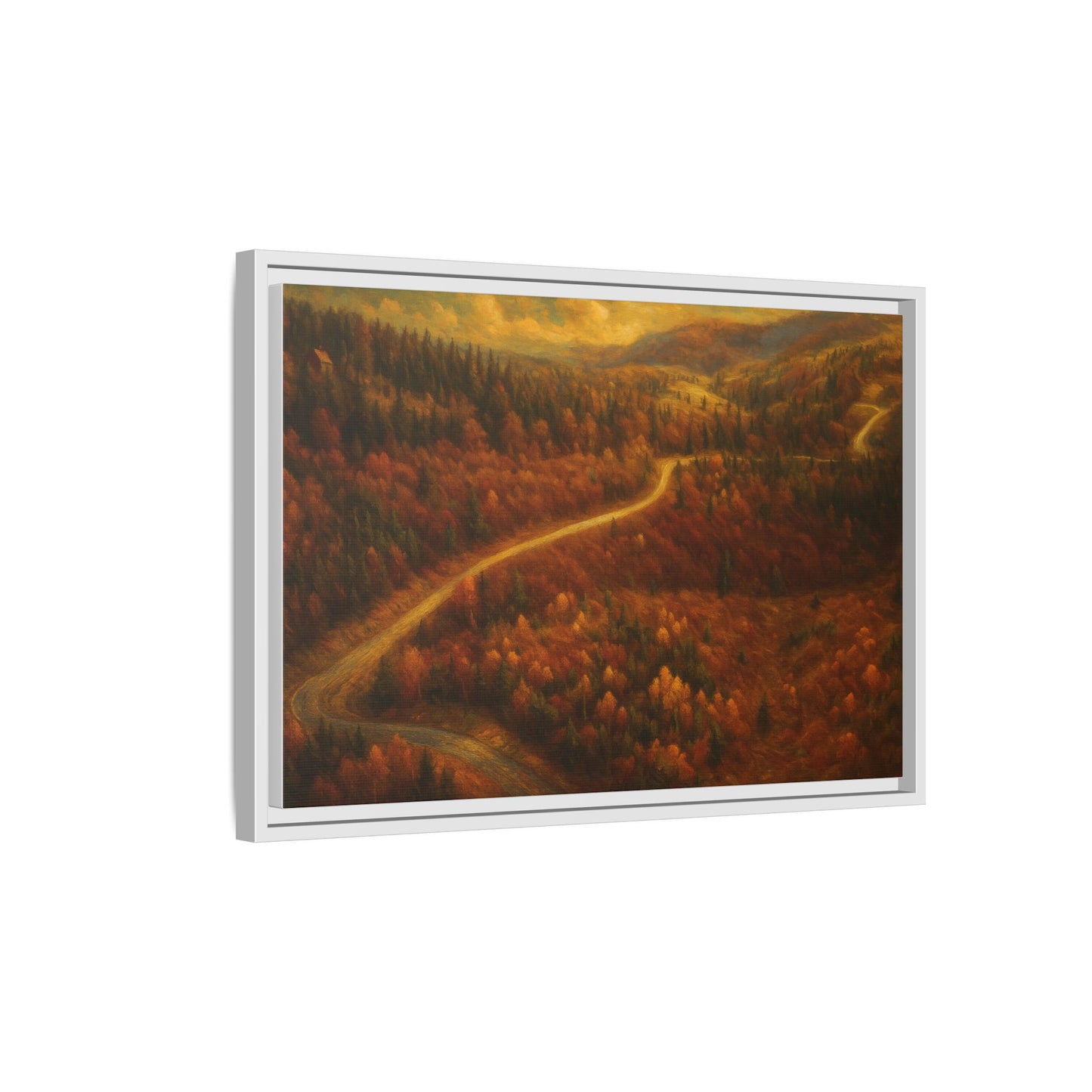 Autumn Landscape Framed Canvas Art, Cozy Home Decor, Warm Fall Vibes, Gift for Nature Lovers, Perfect for Thanksgiving