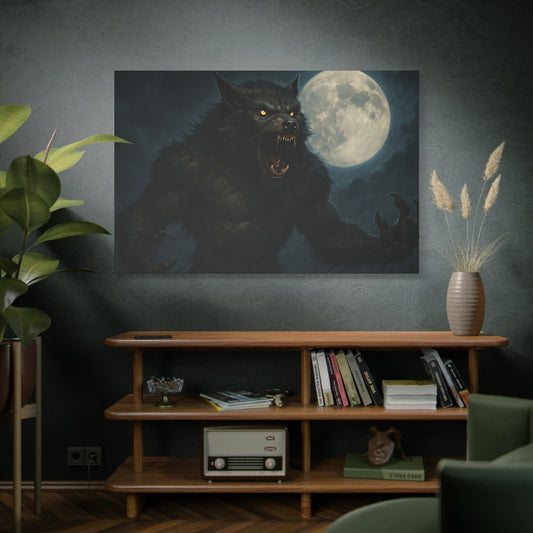 Werewolf Moon Canvas Art | Dark Fantasy Decor for Halloween, Gothic Home, Werewolf Lover Gift, Unique Wall Art, Spooky Decor