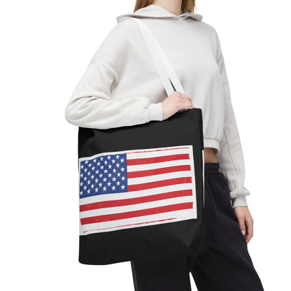 Patriotic Tote Bag, American Flag Carryall, Beach Bag, Reusable Shopping Tote, Independence Day Gift