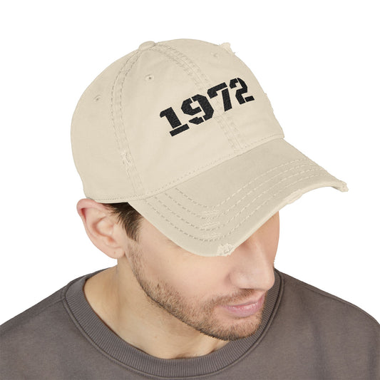 Vintage Distressed Dad Hat with 1972 Embroidery, Casual Cap for Dads, Gifts for Father's Day, Cool Summer Accessory, Unisex Fashion Hat - product image