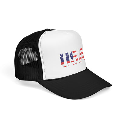 USA Flag Embroidered Foam Trucker Hat, Patriotic Cap, Red Mesh Hat, Summer Outdoor Gear, Festival Accessory, July 4th Gift