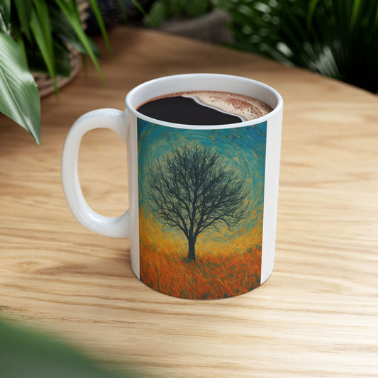 Vibrant Ceramic Mug - Sunset Mountain Design, Coffee Cup, Gift for Nature Lovers, Home Decor, Tea Mug, Unique Art Mug - product image