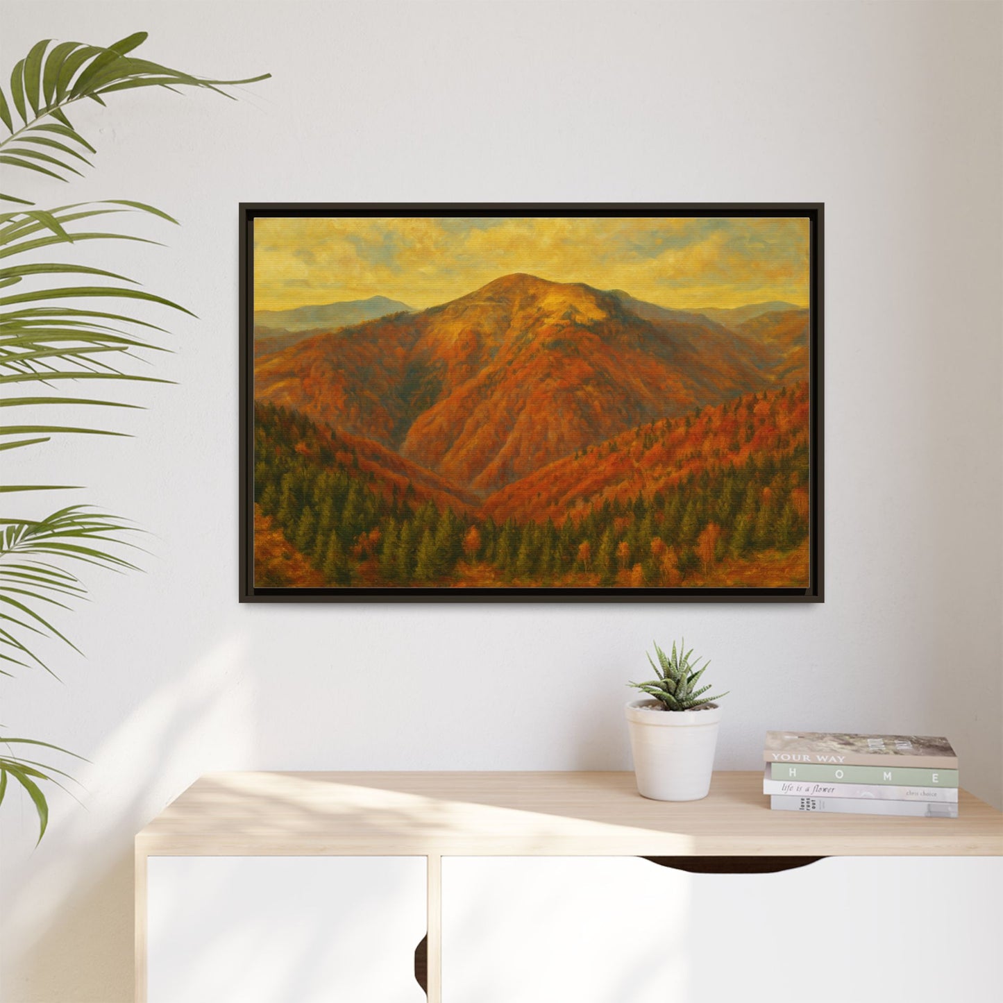 Autumn Landscape Wall Art, Cozy Home Decor, Nature Print, Framed Canvas, Fall Decorations, Gift Idea for Art Lovers