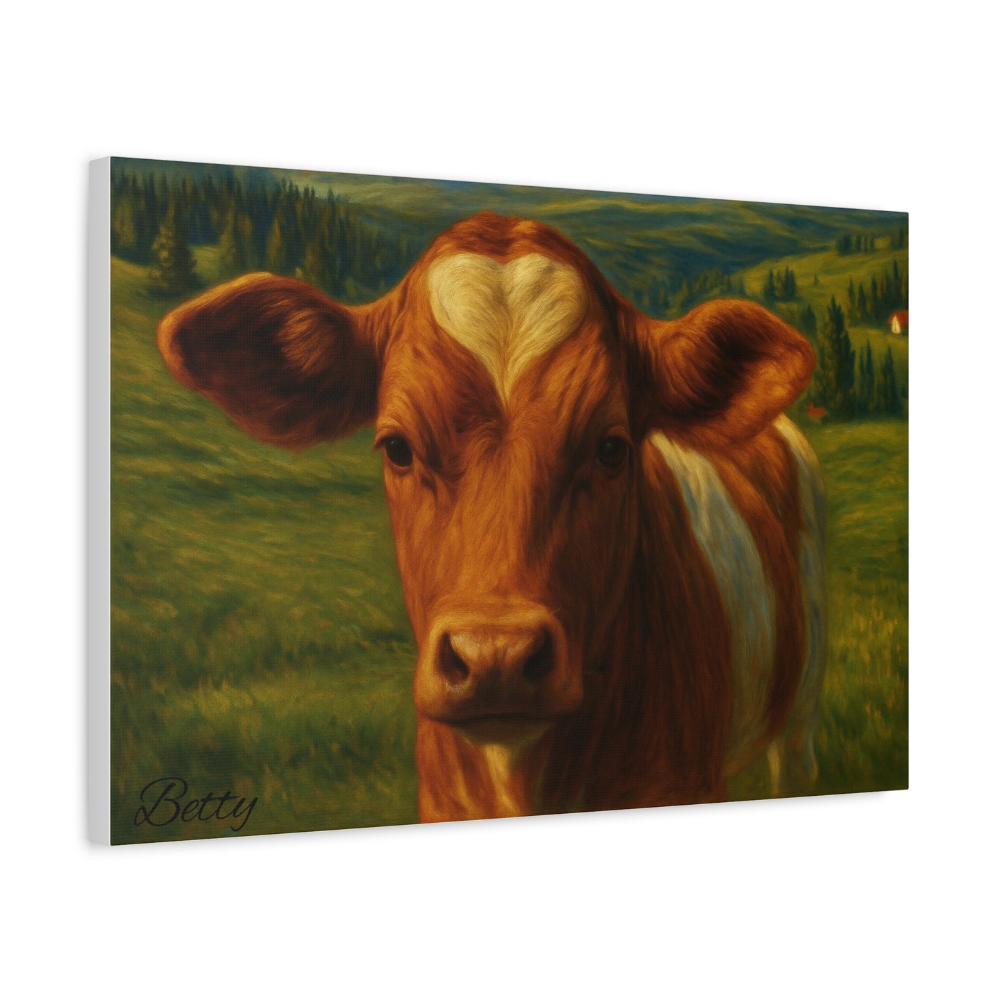 Cow Calf Portrait Canvas Print, Farm Animal Wall Art Decoration, Custom Matte Canvas Picture, Barnyard Animal Rustic Decor, Personalized